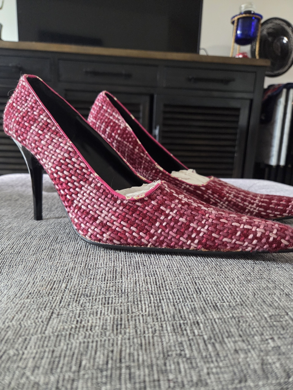 KiKs Vintage Womens Pink Tweed Pointed-Toe Stiletto Heels Size 11